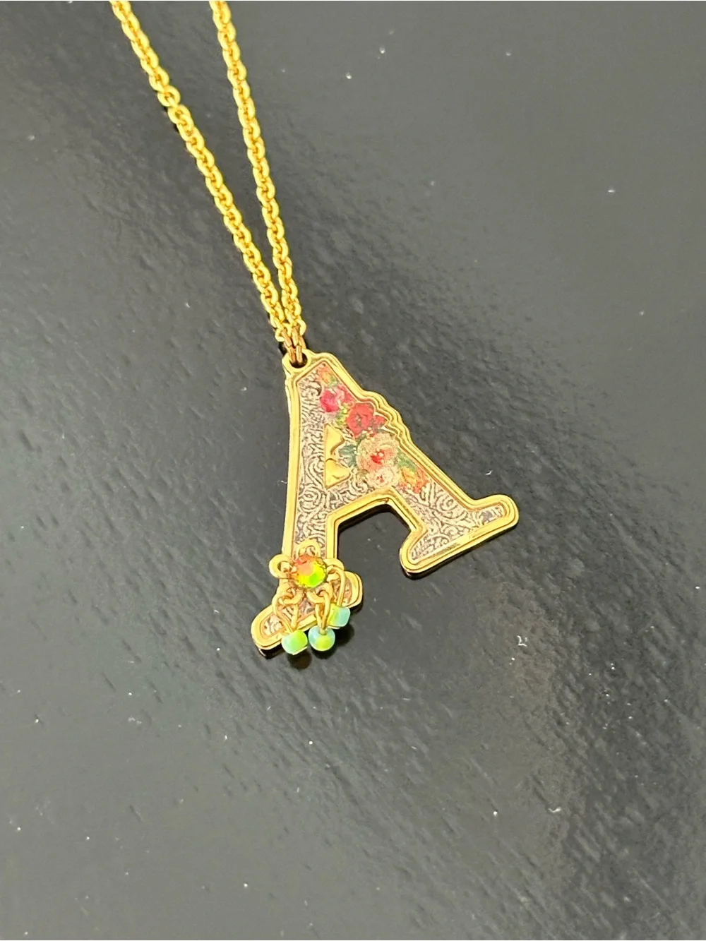 Michal Negrin Initial A Necklace NIB Swarovski Crystal Israel Boxed⁠